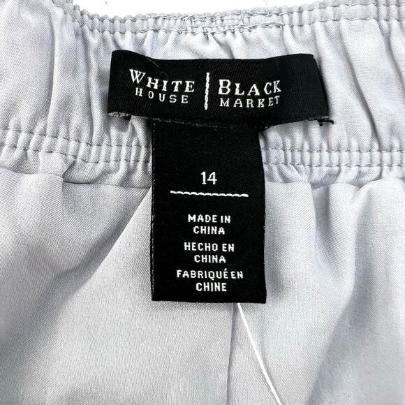 NEW WHITE HOUSE BLACK MARKET GRAY LINED Belted Silver Accents MODAL SKIRT 14 - Picture 9 of 11